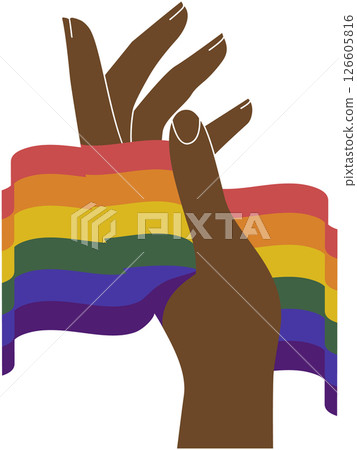 Rainbow hand illustration. LGBT concept icon. Realistic style vector colorful illustration 126605816
