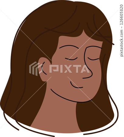 Woman profile vector character head. Simple avatar icon. Editable cartoon user portrait. Body positive Woman profile vector character head. Simple avatar icon. Editable cartoon user portrait. Body positive 126605820