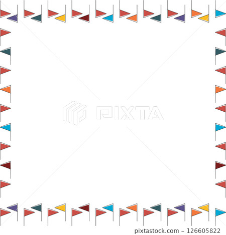 Golf flag elements frame. Colorful design for players template. Frame with empty space for your text Golf flag elements frame. Colorful design for players template. Frame with empty space for your text 126605822