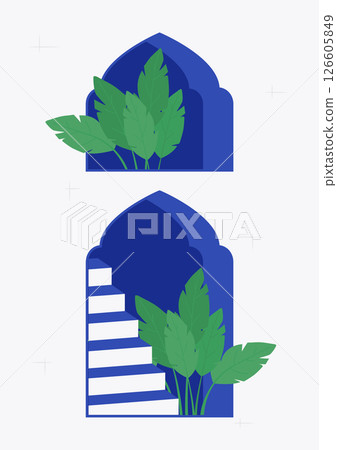 Greece Santorini view. Greek white buildings illustration. Mediterranean European culture and architecture 126605849