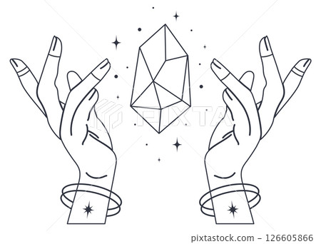 Magic woman hand gesture vector illustration. Tarot esoteric symbol. Mysterious and witchcraft silhouette 126605866