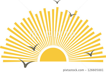 Abstract sun print boho minimalist icon. Geometric sunset print art work vector 126605881