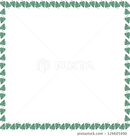 Border frame template with leaf elements decoration. Rectangle easter border with empty space for your text 126605890