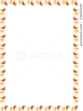 African lion frame. Savannah lion. Wildlife animal on white background border with empty space African lion frame. Savannah lion. Wildlife animal on white background border with empty space 126605894