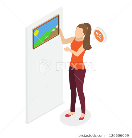 3D Isometric Flat Illustration of Obsessive-compulsive Disorder. Item 1 3D Isometric Flat Illustration of Obsessive-compulsive Disorder. Item 1 126606099
