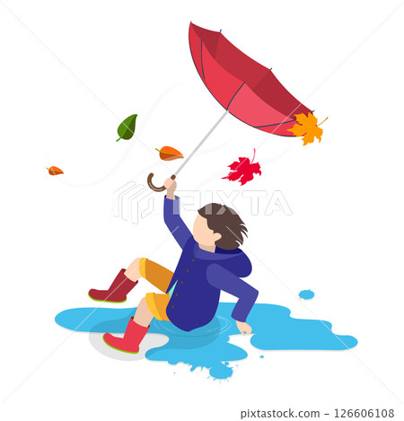 3D Isometric Flat Illustration of Autumn Cozy Moments. Item 2 3D Isometric Flat Illustration of Autumn Cozy Moments. Item 2 126606108