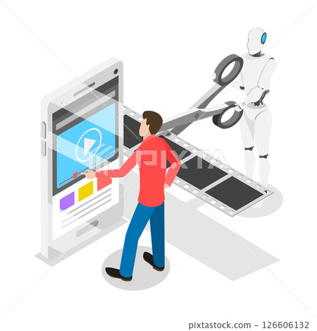 3D Isometric Flat  Illustration of Artificial Intelligence Assistant. Item 1 126606132