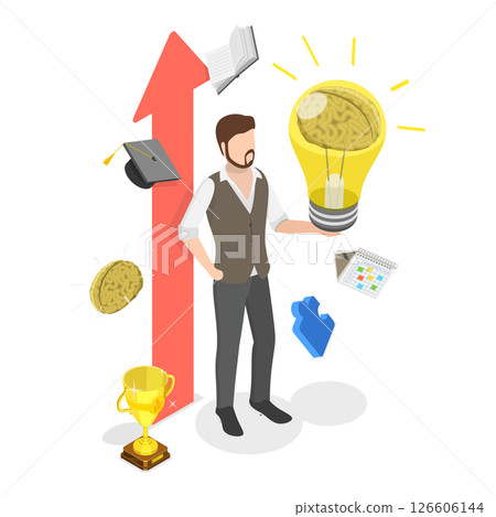 3D Isometric Flat  Illustration of Personal Growth. Item 1 126606144