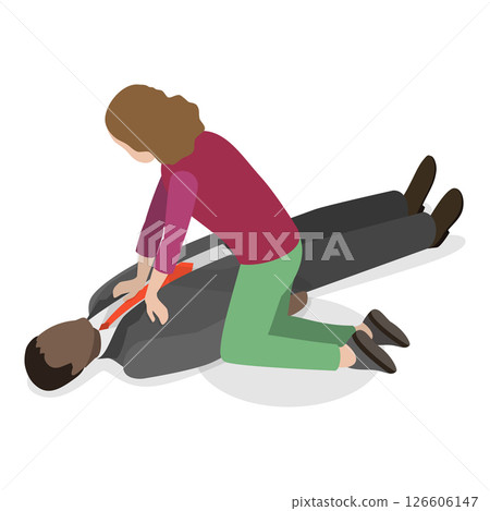 3D Isometric Flat  Illustration of Medical First Aid. Item 7 126606147