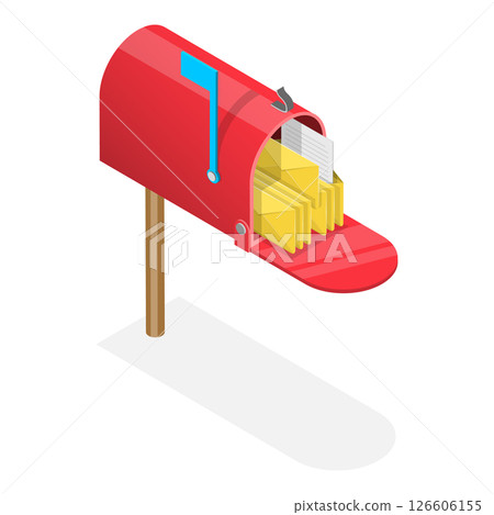 3D Isometric Flat  Set of Mailboxes. Item 7 126606155
