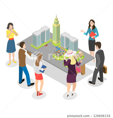 3D Isometric Flat  Illustration of Builders And Architects. Item 2 126606158