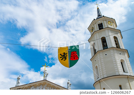 Germans 45th panzer brigade symbol in Lithuania. Coat of Arms. Heavy mechanized brigade. Territorial integrity and sovereignty of the Baltic States 126606267