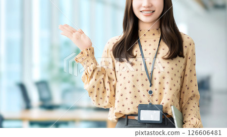 Woman/businesswoman giving directions by hand 126606481