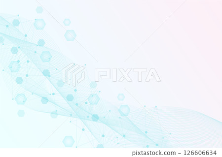 Structure molecule and communication. Dna, atom, neurons. Scientific concept for your design. Connected lines with dots. Medical, technology, chemistry, science background. Vector illustration 126606634