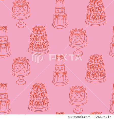 Seamless pattern of vintage style cakes 126606716