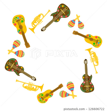Hand drawn circular frame made of instruments 126606722