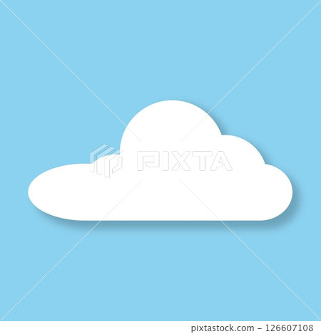 Abstract flat cartoon cloud icon with shadow on blue background. Abstract flat cartoon cloud icon with shadow on blue background. 126607108