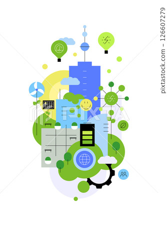 Modern smart friendly city. Urbanism, sustainable lifestyle and neutral energy 126607279