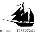 Sailing ship detailed vector silhouette 126607281