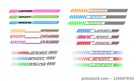 A set of colored stickers, patches or banners for tuning, clothing, prints and thematic design A set of colored stickers, patches or banners for tuning, clothing, prints and thematic design 126607650
