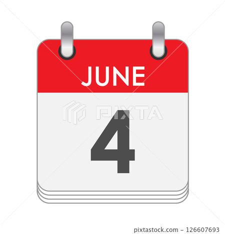 JUNE 4. A leaf of the flip calendar with the date of JUNE 4 JUNE 4. A leaf of the flip calendar with the date of JUNE 4 126607693