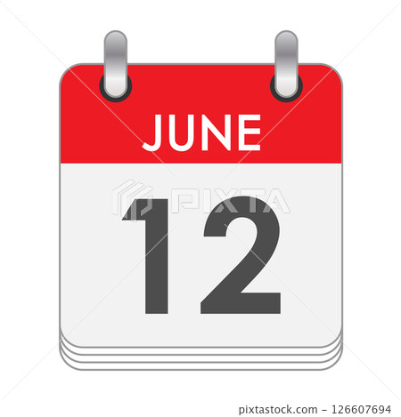 JUNE 12. A leaf of the flip calendar with the date of JUNE 12 JUNE 12. A leaf of the flip calendar with the date of JUNE 12 126607694