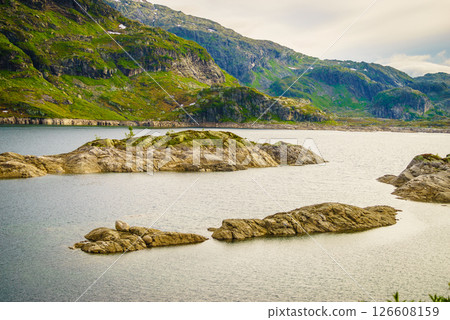 Lakes with stone isles, Ryfylke Norway Lakes with stone isles, Ryfylke Norway 126608159