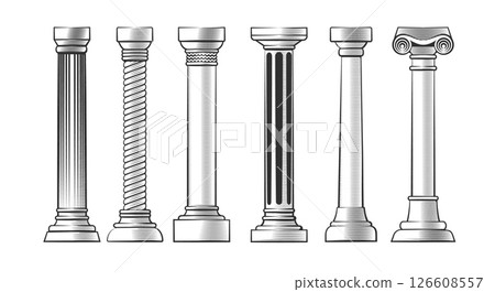 Antique columns engraving 126608557