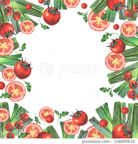 Watercolor illustration of vegetables. Hand-drawn set from isolated clip art on a white background. Bright and juicy pictures of realistic watercolor vegetables for menus, signs, packaging, textiles Watercolor illustration of vegetables. Hand-drawn set from isolated clip art on a white background. Bright and juicy pictures of realistic watercolor vegetables for menus, signs, packaging, textiles 126608618