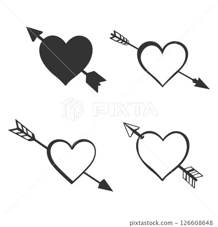 Heart and arrow vector, Heart and arrow silhouette, Heart arrow vector, Heart arrow silhouette 126608648