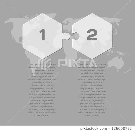 Puzzle diagram infographic process on 2 steps 126608752
