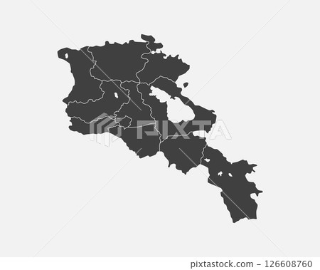 Vector map country Armenia divided on regions 126608760