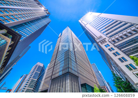Tokyo cityscape, Japan: View of office buildings from the intersection in front of Otemachi Station 126608859