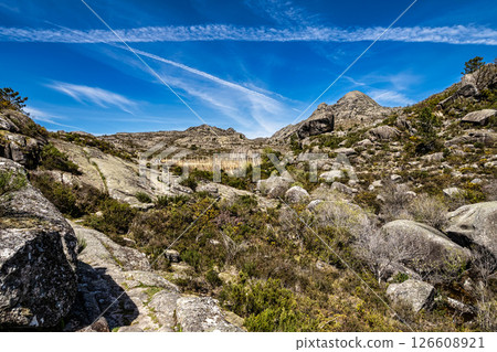 Walking around the Penameda hill in national park Peneda Geres in Portugal. 126608921