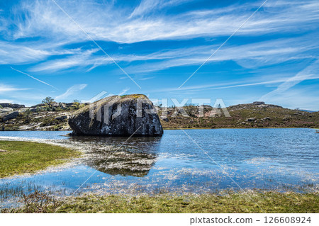 Beautiful lake at top of Penameda hill in national park Peneda Geres in Portugal. Beautiful lake at top of Penameda hill in national park Peneda Geres in Portugal. 126608924