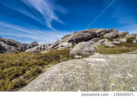 Walking around the Penameda hill in national park Peneda Geres in Portugal. 126608925