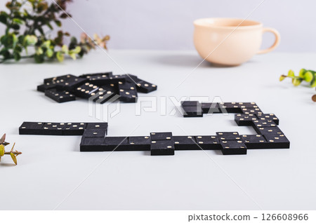 A calm domino board game for leisure on the table 126608966