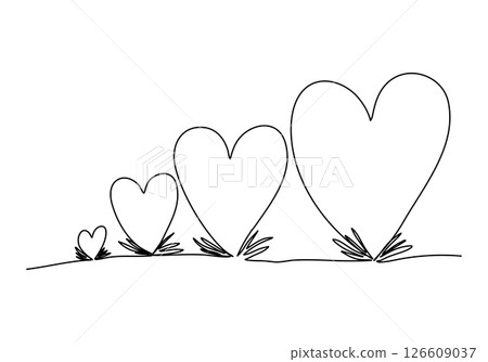 Plant with a sign of heart. One line drawing vector illustration. 126609037