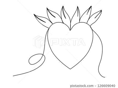 Plant with a sign of heart. One line drawing vector illustration. 126609040