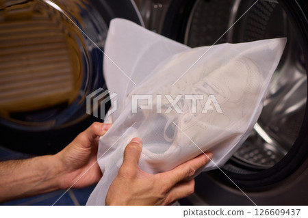 Washing Shoes in a Laundry Bag is an innovative method for efficiently cleaning your footwear Washing Shoes in a Laundry Bag is an innovative method for efficiently cleaning your footwear 126609437