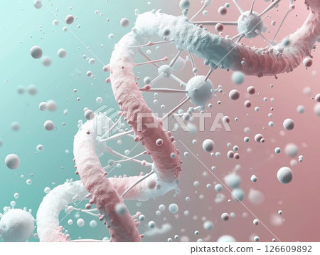 Stunning visualization of DNA structure with colored elements on a gradient background Stunning visualization of DNA structure with colored elements on a gradient background 126609892