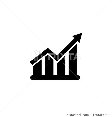 Black silhouette of an ascending graph with arrow for business growth concepts. Black silhouette of an ascending graph with arrow for business growth concepts. 126609988