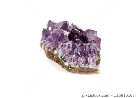 Amethyst Crystal Druse  macro mineral on white background 126610105