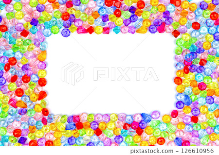 Background of colored beads on a white background 126610956