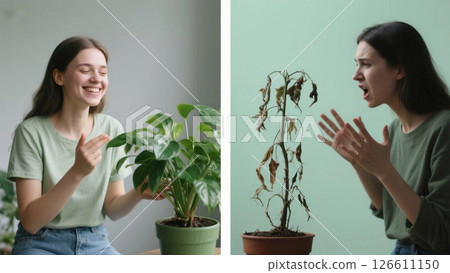 A woman who grows plants with a smile and a woman who kills them in anger: The importance of mental care A woman who grows plants with a smile and a woman who kills them in anger: The importance of mental care 126611150
