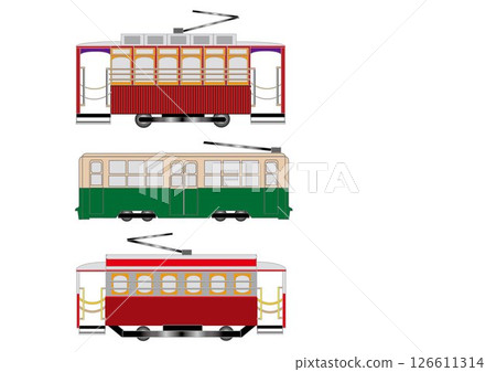 Vector illustration of several types of trams Vector illustration of several types of trams 126611314