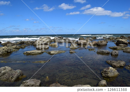 The rocky landscape of the Shonai coast where rocky shores of strangely shaped rocks continue The rocky landscape of the Shonai coast where rocky shores of strangely shaped rocks continue 126611388