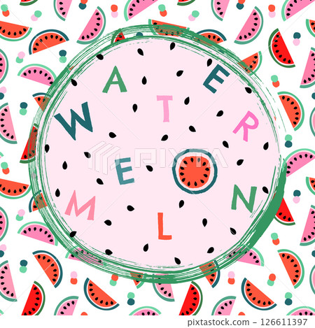 Summer watermelon vector background, Cute fruit patter background template Summer watermelon vector background, Cute fruit patter background template 126611397