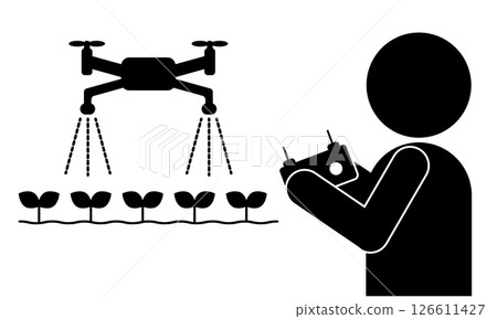操作農業無人機的人員的象形圖 操作農業無人機的人員的象形圖 126611427