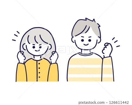 歡呼的男人和女人,上身 歡呼的男人和女人,上身 126611442